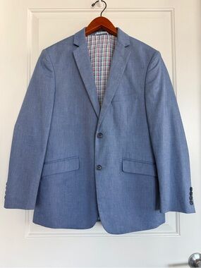 U.S. Polo Assn. Chambray Cotton Light Blue Two-Button Sport Coat 38S Preppy Mens